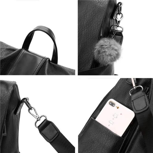 Women Backpack Purses PU Leather Anti-theft Rucksack Waterproof Daypack Casual